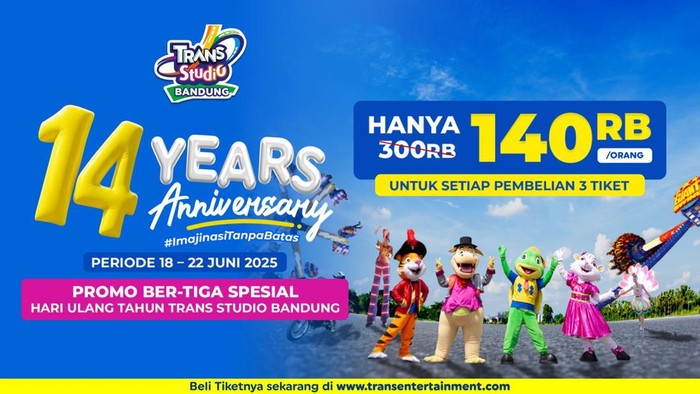**Trans Studio Bandung Ultah ke-14, Nikmati Promo Rp 140 Ribu dan Wahana Seru!**
