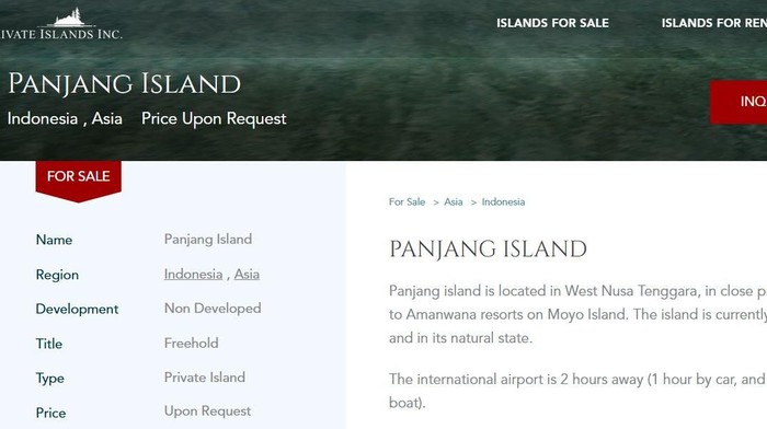 Pulau Panjang Sumbawa: Misteri Pulau yang Dijual di Situs Online