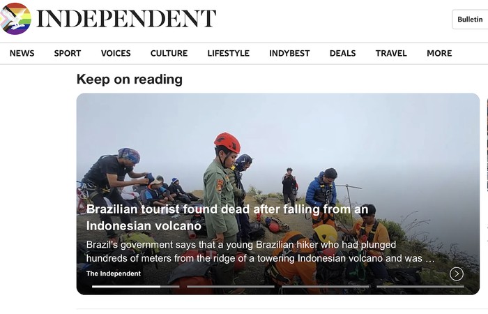 Turis Brasil Tewas di Rinjani, Media Asing Soroti Respons dan Keselamatan - Update 1