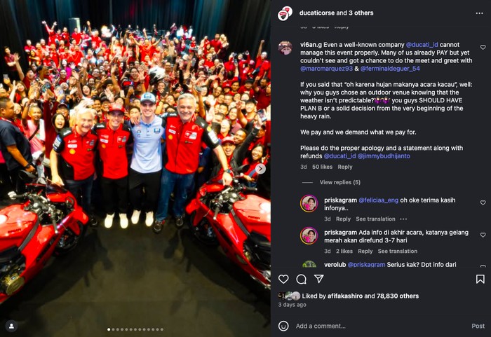 Fans Marquez Indonesia Kecewa, Minta Refund Tiket Meet and Greet Ducati!