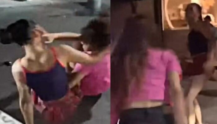 **Duel 2 Waria Viral di Canggu: Pakai Rok Mini dan Saling Jambak!**