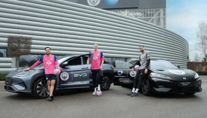 Haaland dan Rekan-rekan Berlatih dengan Mobil Listrik BYD-Denza